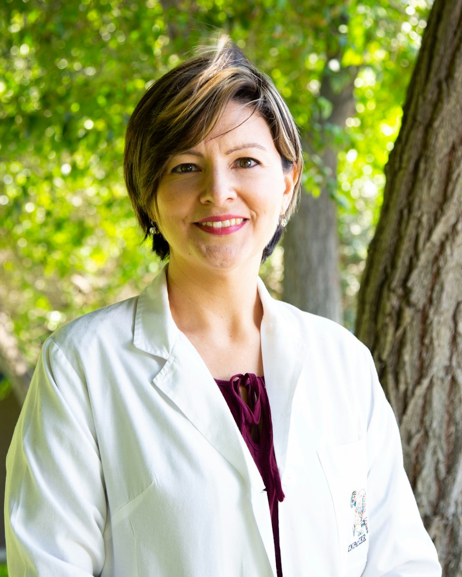 Dentist in a clinical coat